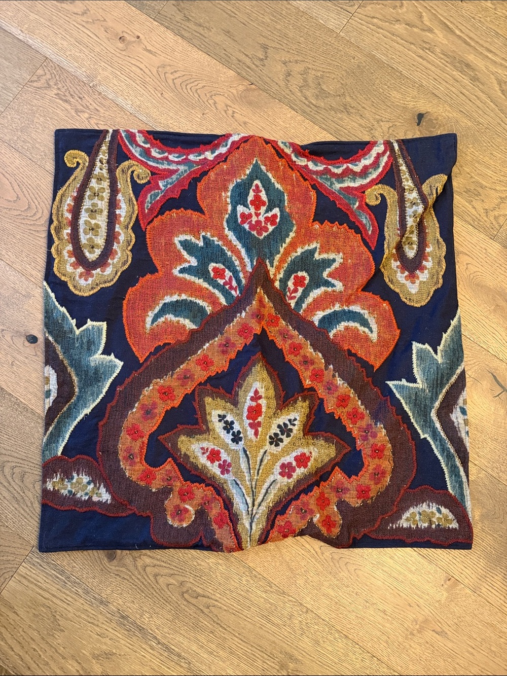 Pottery BarMulticolor Decorative Tapestry Pillow Cover - Navy, Orange, Teal